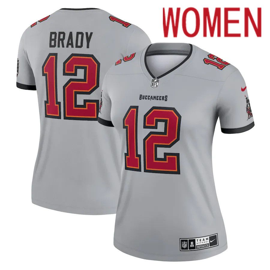 Women Tampa Bay Buccaneers #12 Tom Brady Nike Gray Inverted Legend NFL Jersey